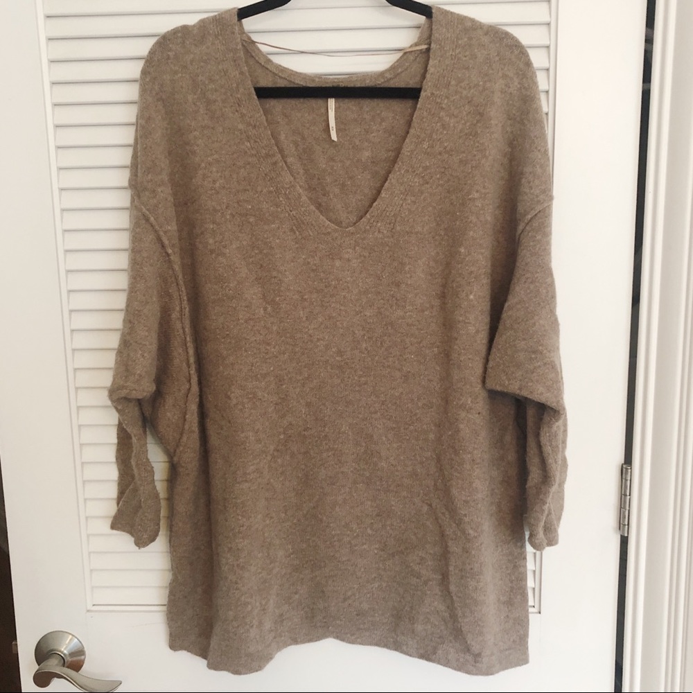Oversized Free People Sweater in Tan